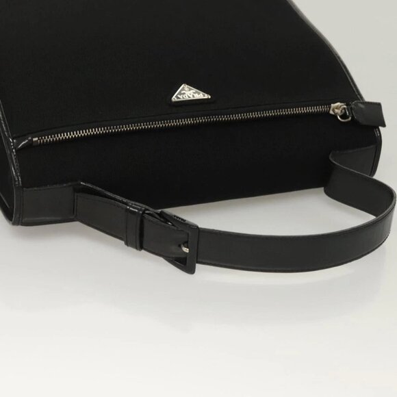 PRADA Hand Bag Canvas Black Silver Auth sw1249 - Picture 6 of 15
